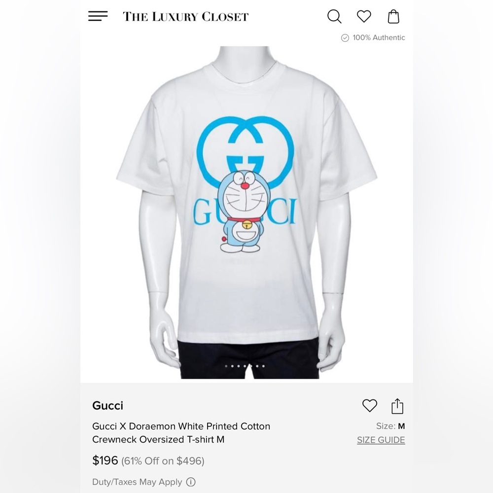 Doraemon x Gucci T-Shirt,new and never worn